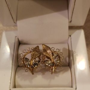 Vintage faux diamond leaf 1/20 12k gf  earrings